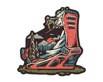 Sticker,  Snowboard Binding, Distressed Vector , Vinyl Die Cut, Waterproof Outdoor Use
