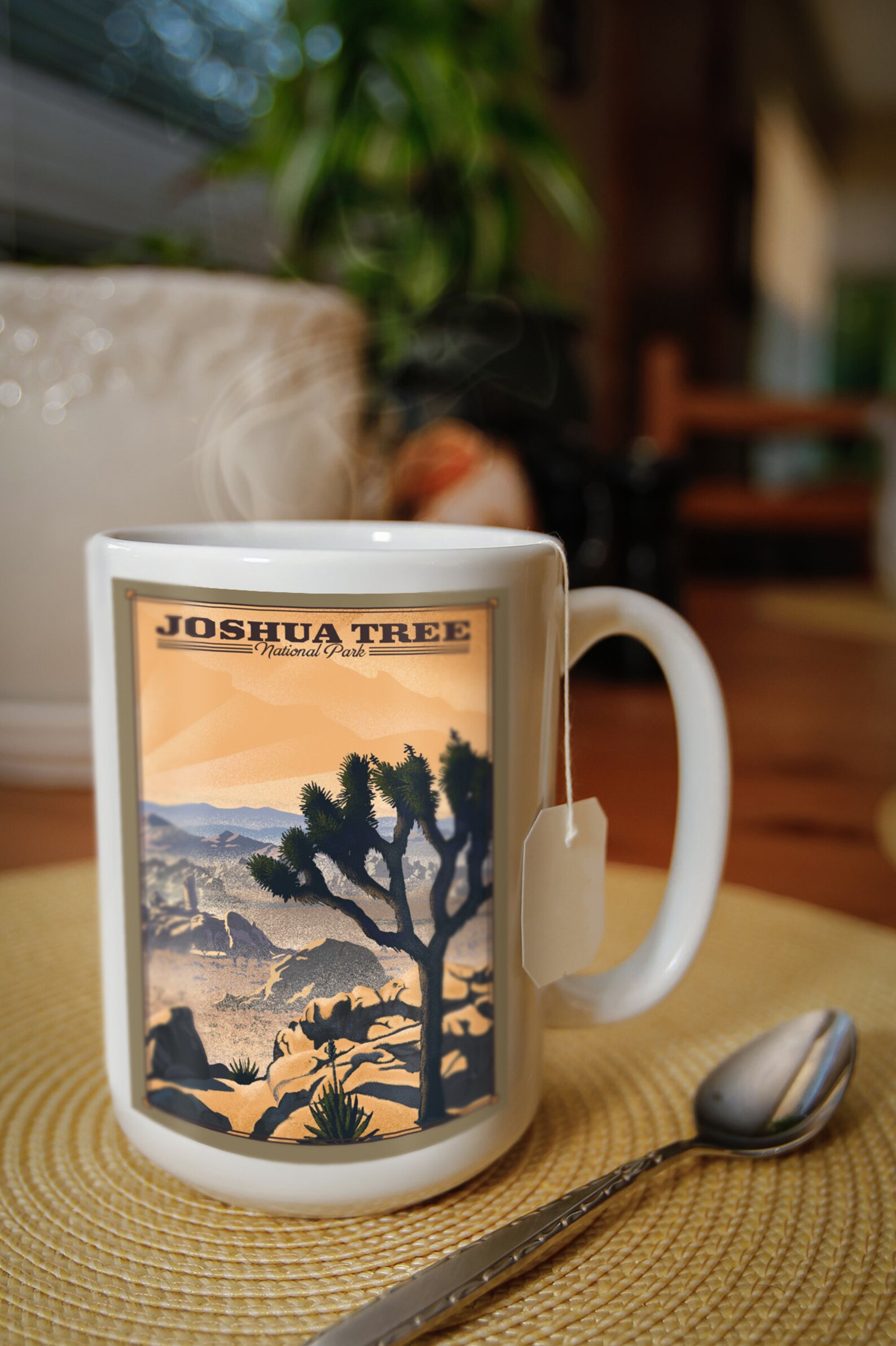 Ceramic Mug Joshua Tree National Park California Lithograph Etsy