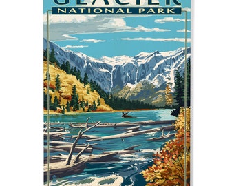 Birch Wood, Glacier National Park, Montana, Avalanche Lake, Sustainable Sign or Postcards, Ready to Hang Art