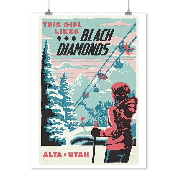 Black Diamonds Ski Poster - Etsy