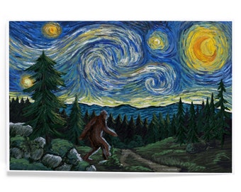 Prints, Bigfoot, Starry Night, Posters, Hang Ready