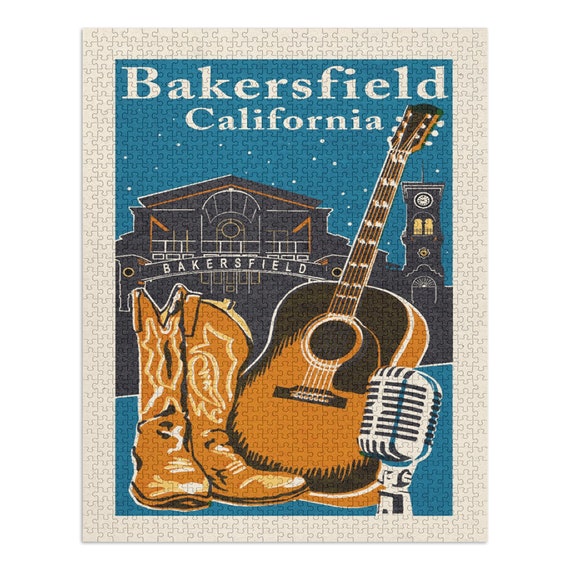 Puzzle Bakersfield California Woodblock Lantern Press Etsy