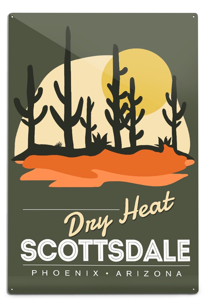 Scottsdale Phoenix Arizona Dry Heat Desert Scene Vector Etsy