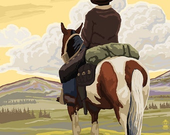 Eastern Oregon - Cowboy and Horse (Art Prints available in multiple sizes)