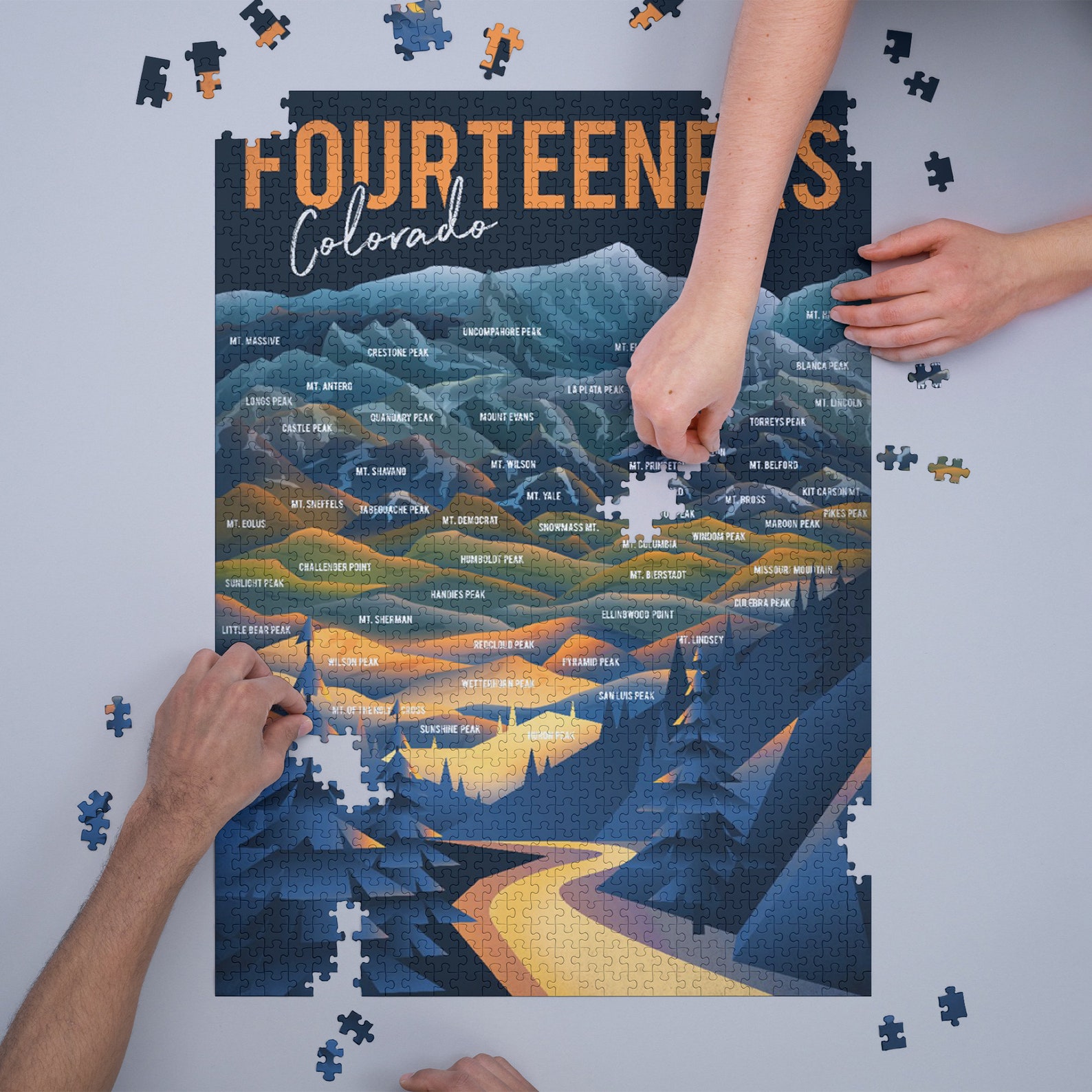 Jigsaw Puzzle Colorado Fourteeners Mountain Range & Names Etsy
