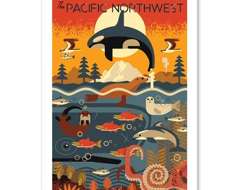 Prints, Pacific Northwest, Marine Animals, Geometric, Posters, Hang Ready