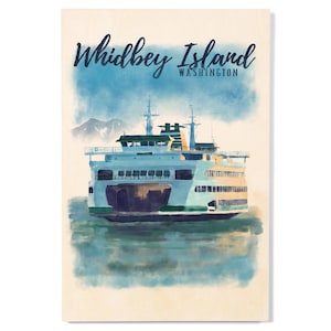 Birch Wood, Whidbey Island, Washington, Ferry, Watercolor, Sustainable Sign or Postcards, Ready to Hang Art