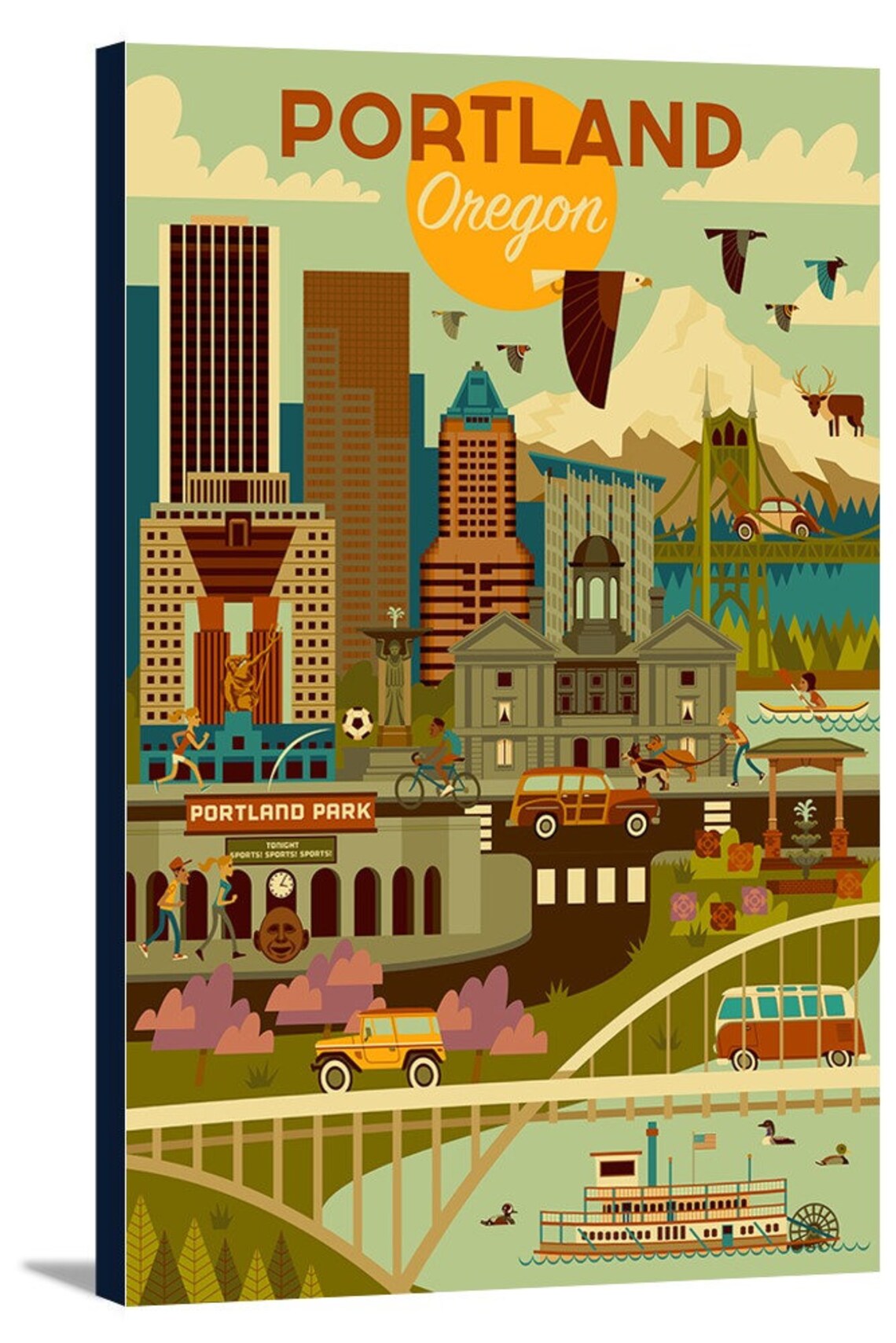 Portland Oregon Geometric Lantern Press Artwork Gallery Etsy