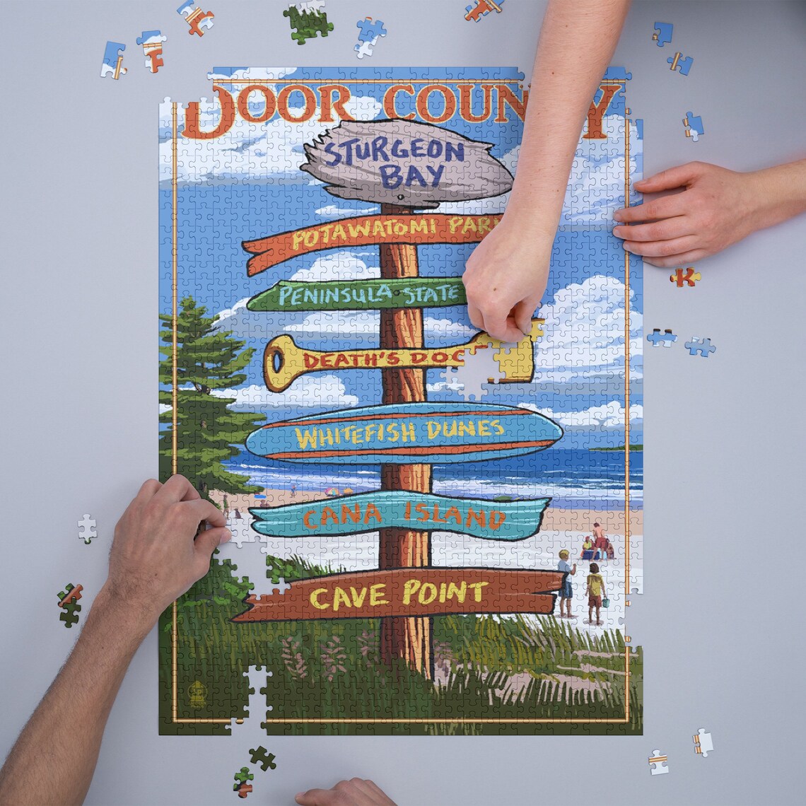 Jigsaw Puzzle Door County Wisconsin Destination Signpost Etsy