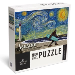 Puzzle, Seaside, Oregon, Starry Night, Bigfoot on the Beach, 1000 Pieces, Unique Jigsaw, Family, Adults