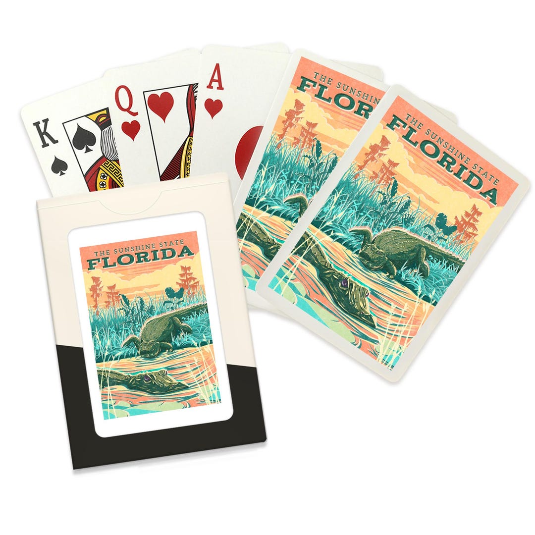 Playing Cards, Florida, Alligator Vintage Print Press, the