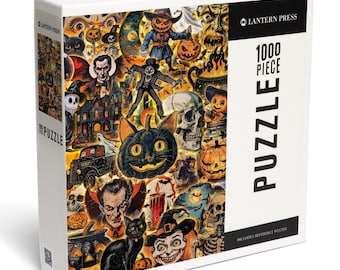 Puzzle, Vintage Halloween Collage, 1000 Pieces, Unique Jigsaw, Family, Adults