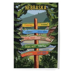 Impresiones, Nebraska, Señalización, Bosque y campamento, Pósteres, Listo para colgar