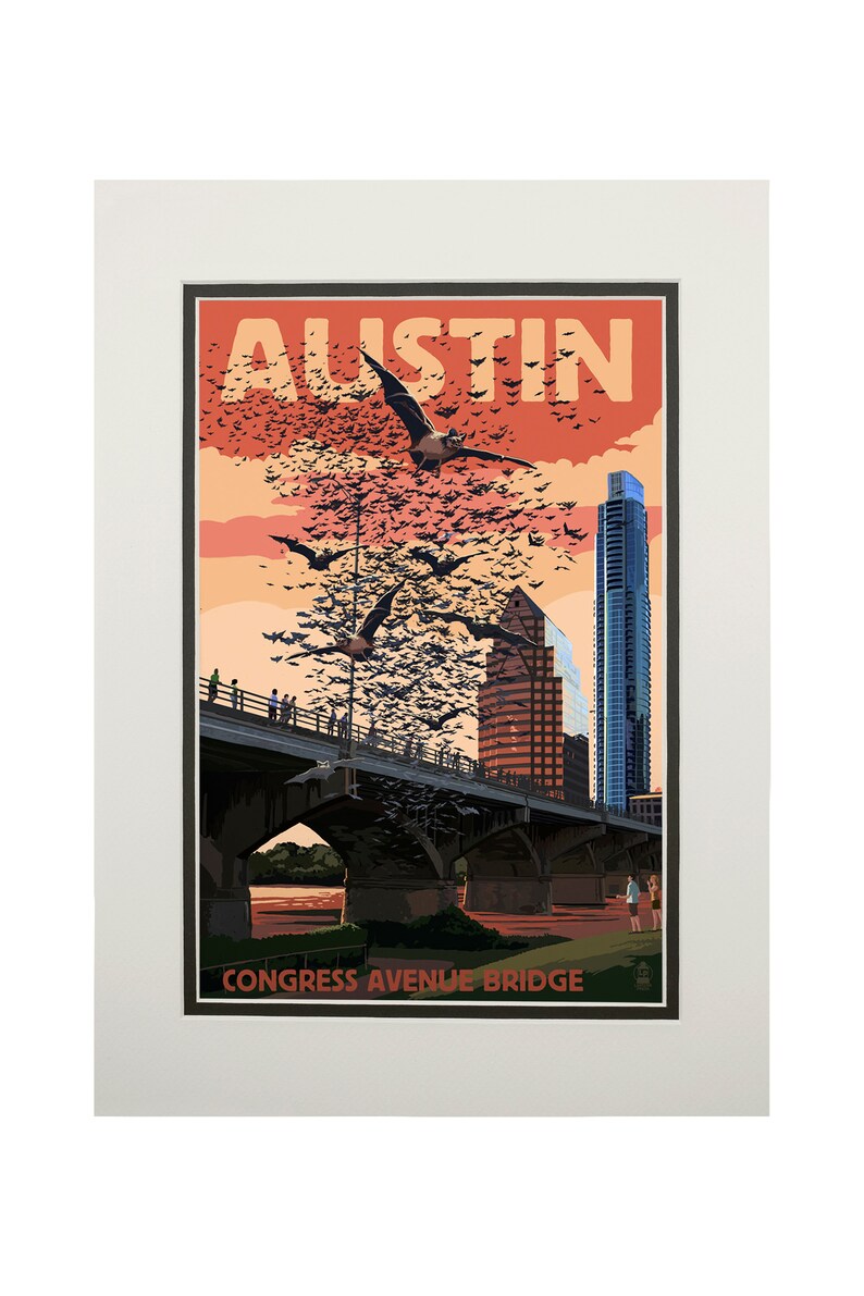 Prints Signs Austin Texas Bats and Congress Avenue Bridge Etsy