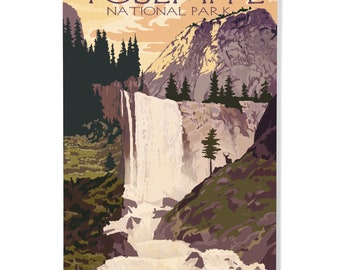 Birch Wood, Yosemite National Park, California, Vernal Falls, Sustainable Sign or Postcards, Ready to Hang Art