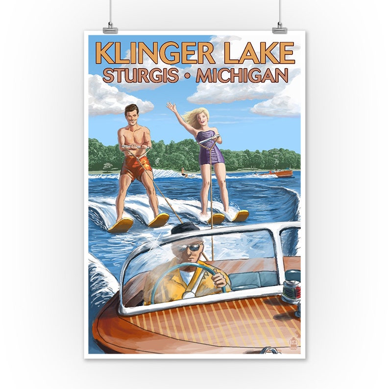 Klinger Lake Sturgis Michigan Water Skiing and Wooden Etsy