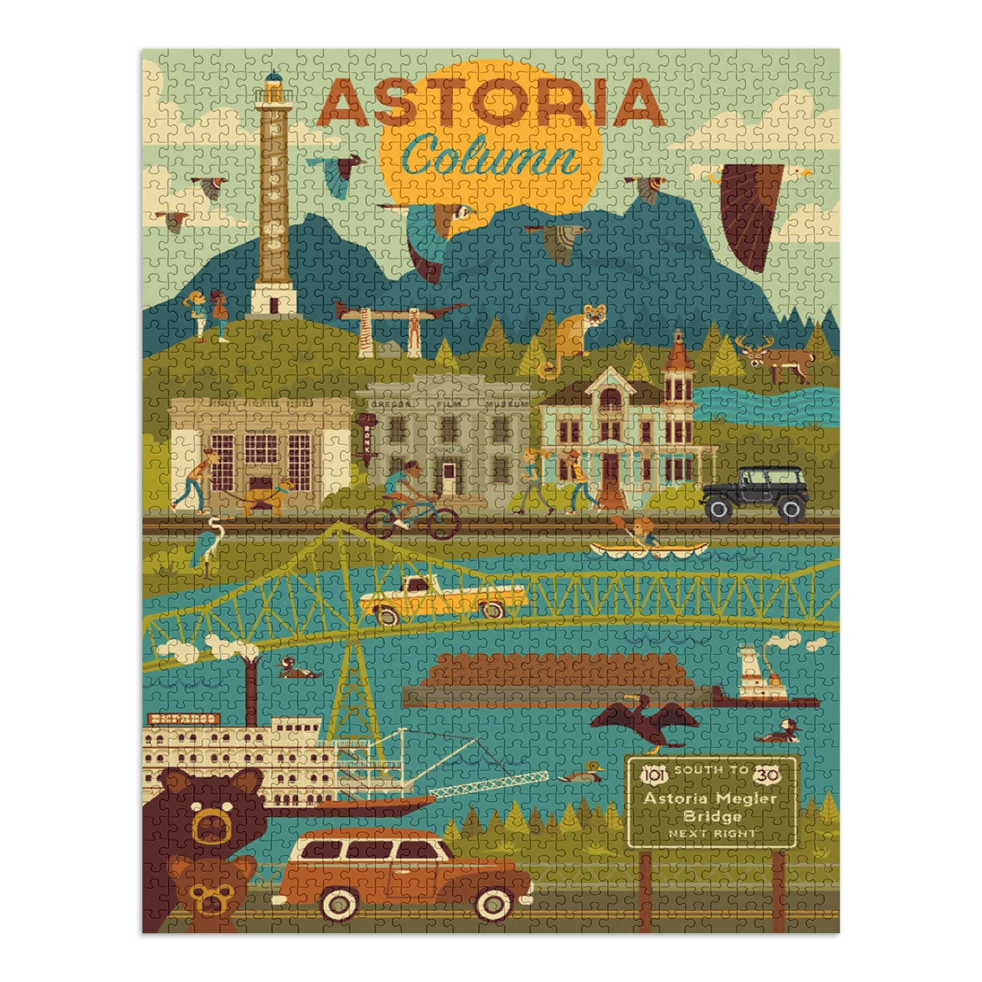 Jigsaw Puzzle Astoria Oregon Astoria Column Geometric Etsy