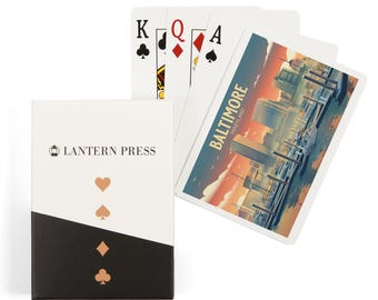 Playing Cards, Baltimore, Maryland, Lithograph, City Series, 52 Card Deck with Jokers in Box, Unique Art