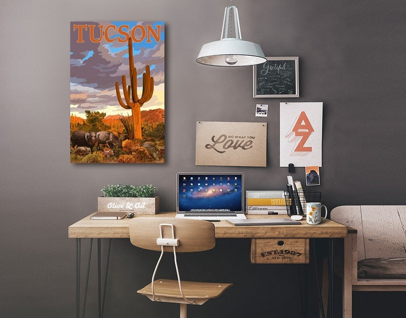 Tucson Arizona Javelina and Cactus 6 Sizes Art Prints | Etsy