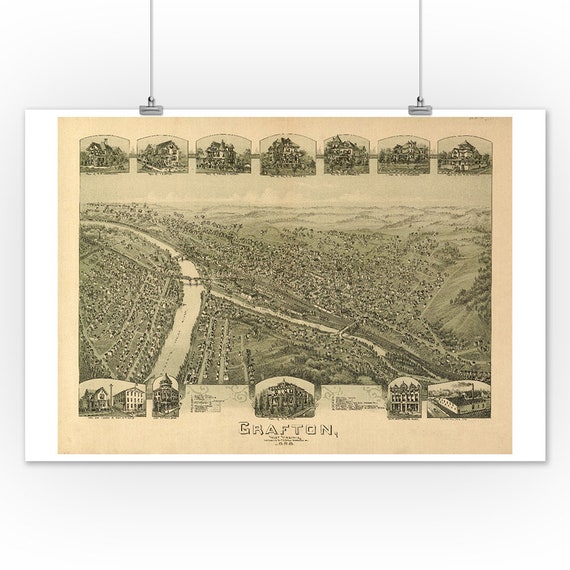 Grafton West Virginia Panoramic Map 6 Sizes Art Prints Etsy