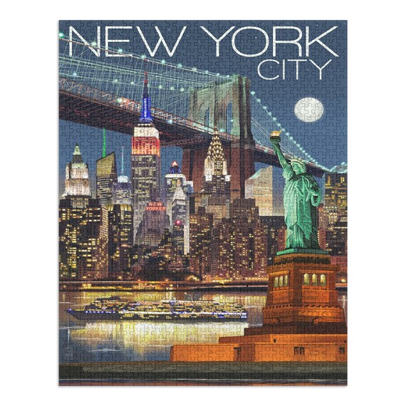 Puzzle New York Skyline at Night 1000 Pieces Unique - Etsy