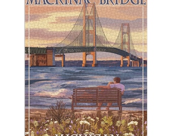 1000 Piece Wooden Jigsaw Puzzle Mackinac-Bridge-Michigan Large Puzzle Game for Adults and Teenagers 1000 Piece Wooden Jigsaw Puzzle Mackinac-Bridge-Michigan Large Puzzle Game for Adults and Teenagers