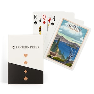 Playing Cards, Crater Lake National Park, Lithograph National Park Series, 52 Card Deck with Jokers in Box, Unique Art