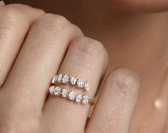 Diamond Emerald Pear Wrap Ring