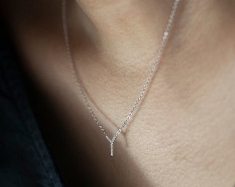14k Gold Diamond Initial Necklace // Diamond Name Necklace • Personalized Letter necklace Jewelry gift for her Christmas Gift for Her