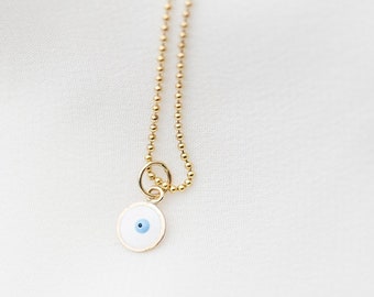 14K Mini Evil Eye Necklace// Jewelry gift for her // 14K Solid by E&E PROJECT