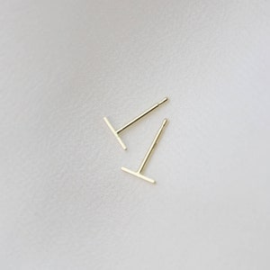 Mini bar earrings // Solid 14K gold series // Minimalist gold earrings // Fine jewelry gifts for her // Simple studs // Simple earrings