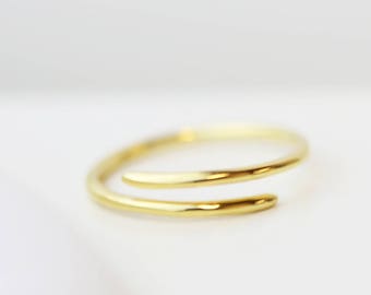 Spiraalringen, eenvoudige ringen, duim van ring, Phalanx spiraalring, minimalistische zilveren ring//sierlijke ringen