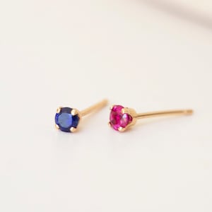 Birthstone stud earrings in 14k gold | Colorful birthstone earrings with Ethical gemstones • Holiday Gift for Her