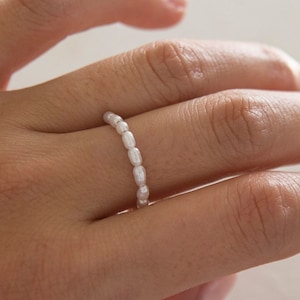 Baby Lotus Pearl Ring // Fresh Water Genuine Rice Pearl Ring •  Gift for Her