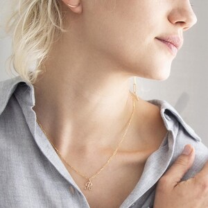 Personalized Cursive Initial Necklace with flat box chain // Valentine&#39;s Day gift for her