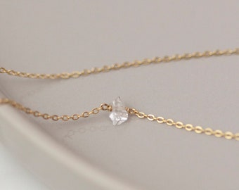 Herkimer Diamond Necklace | Delicate Herkimer Diamond Necklace | Dainty Minimalist Raw Crystal Necklace | Herkimer Quartz Crystal Necklaces