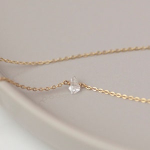 Herkimer Diamond Necklace | Delicate Herkimer Diamond Necklace | Dainty Minimalist Raw Crystal Necklace | Herkimer Quartz Crystal Necklaces