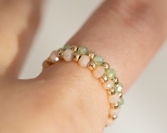 Bohemian Bead Stretch Ring /  Cute Elastic Ring / Stacking Ring