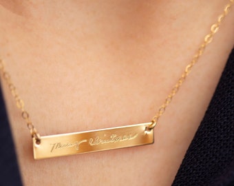 Handwriting Jewelry / Gold filled Sterling silver Engraved Actual Handwriting Necklace / Keepsake Necklace / Personalized Gift for Her