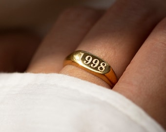Date Year Number Engraved ring / Monogram Initial Ring / Personalized Ring Gift / Pinky ring