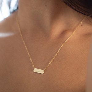 Small Name Necklace, Mini Bar Necklace, Custom Engraved Name Gift for her, Mother's necklace Christmas Gift for Her