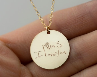 Personalized Handwriting Necklace / Keepsake Jewelry / Child hand written necklace Mom gift / Gift for her // Gift from children