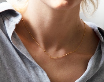 Satellite Necklace in Gold, Rose Gold, Sterling Silver / Dainty layering necklace