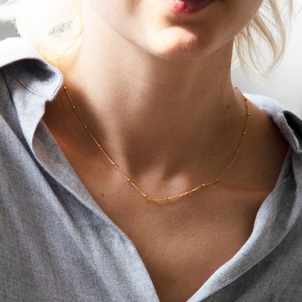 Satellite Necklace in Gold, Rose Gold, Sterling Silver / Dainty layering necklace Christmas Gift for Her