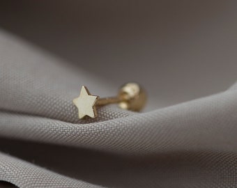 Mini star stud earring screw back ball in 14k gold | Ear Stud for Cartilage with ball screw backing | Gift for her