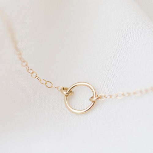 Diamond Karma Necklace in 14k Solid Gold Delicate Circle - Etsy