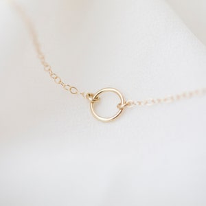 14K Gold Circle Necklace // 14K Halo Ring necklace in 14K solid gold Jewelry gift for her // 14K Solid by E&E PROJECT