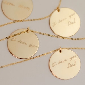 Collar conmemorativo personalizado con escritura a mano, joyería de recuerdo, regalo personalizado, collar con disco personalizado, regalo para el Día de la Madre