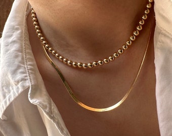 14k Gold Herringbone Snake Chain Necklace