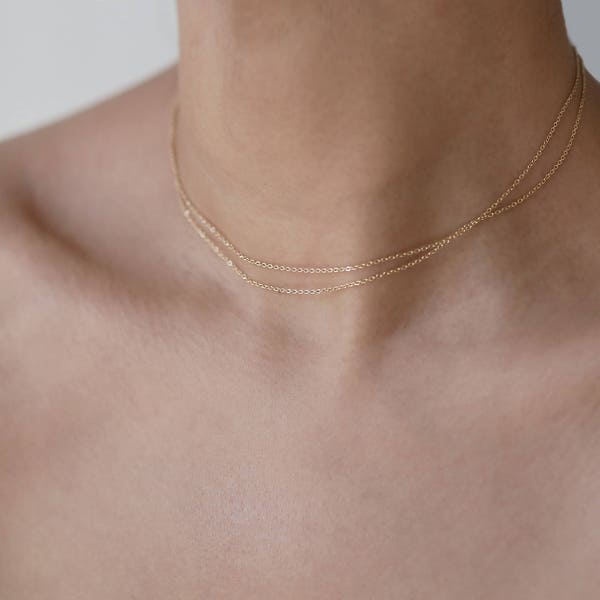 Super Dainty wrap Necklace // simple and delicate thin Chain Necklaces in gold filled or sterling silver // Valentine's Day Gift for Her